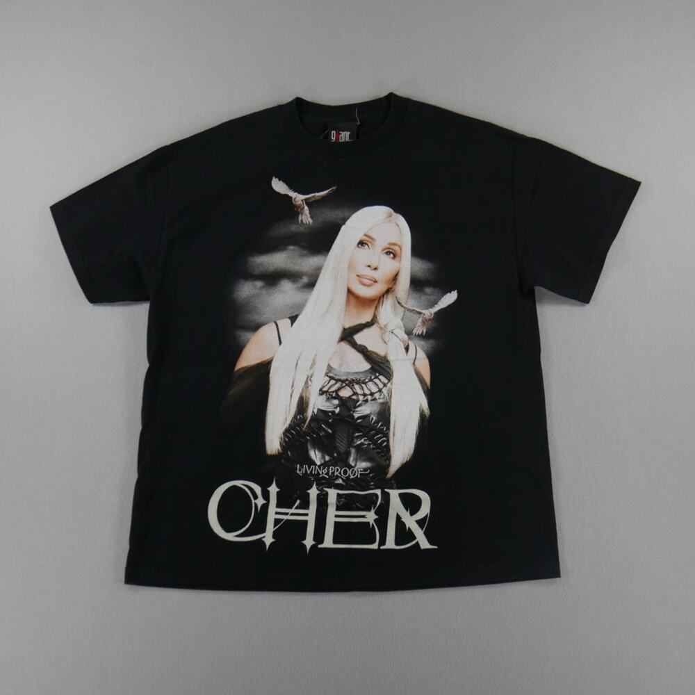Vintage Y2K Giant Cher Farewell Tour Black Tee Womens‎ Size Large Made In USA